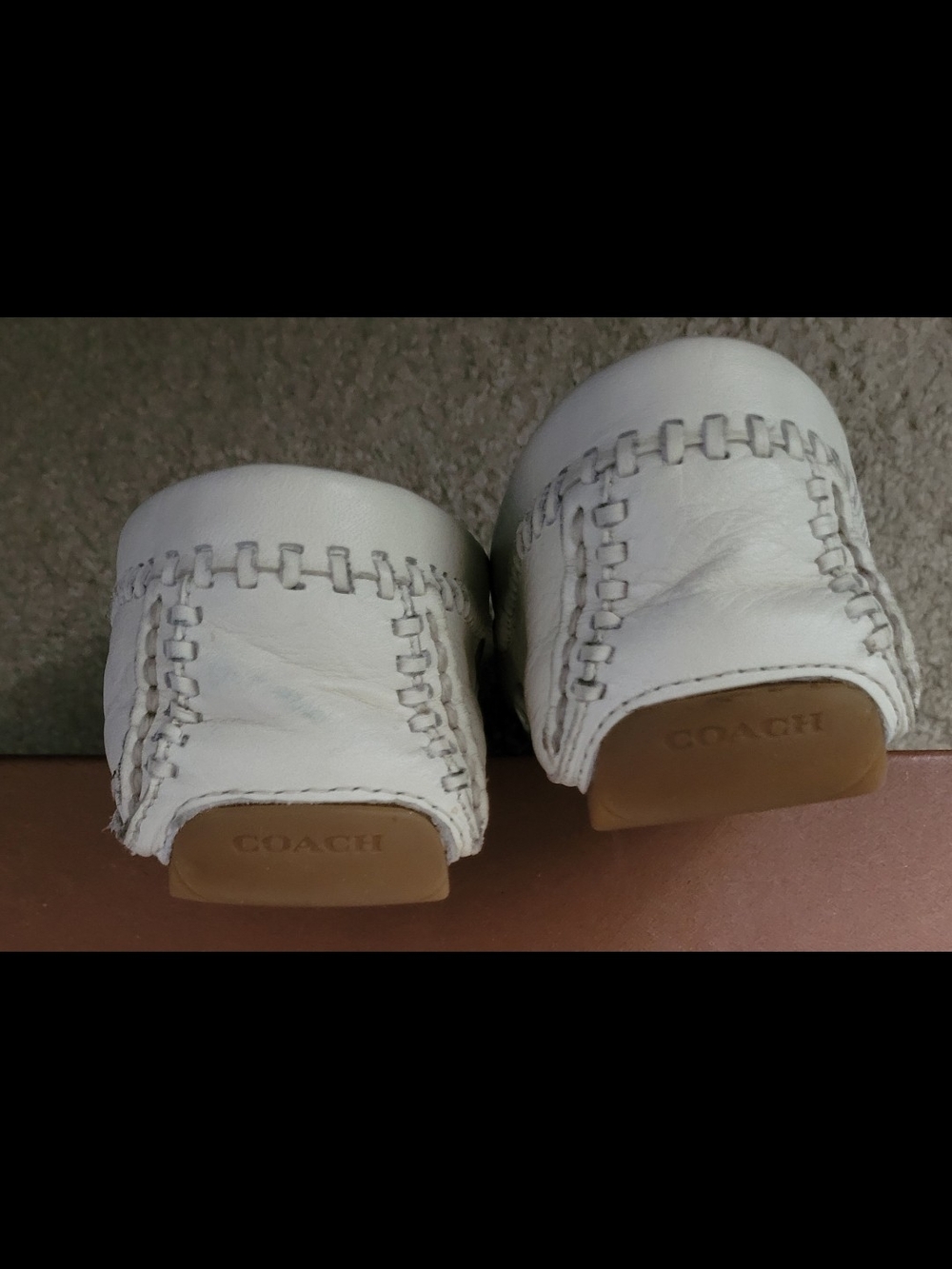 COACH Women's White Studded Leather Loafers - Picture 4 of 7